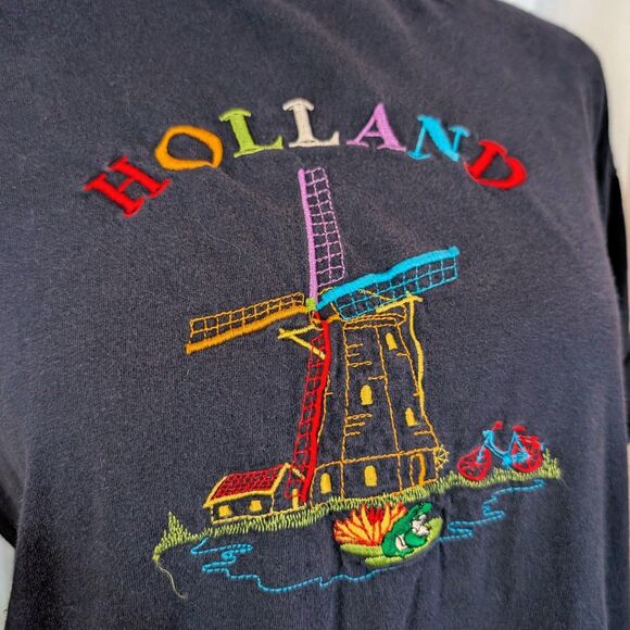 Vintage Y2K Kidcore Holland Retro Navy Baby Tee - Picture 3 of 6